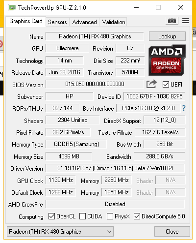 rx480 nitro software